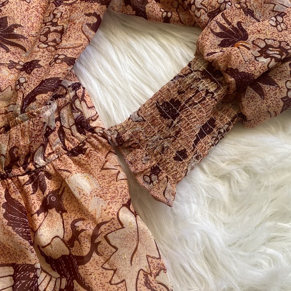 o.p.t long sleeve pink V-neck dress, poofy sleeves, side zipper - Size Small - Picture 7 of 11